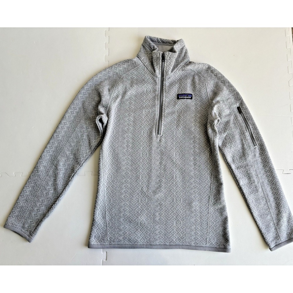PATAGONIA Womens Better Sweater 1/4 Zip Fleece 25618-Sz XXS Frozen Jacquard Gray